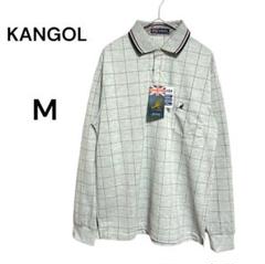 【未使用タグ付き】KANGOL チェック柄長袖ポロシャツ Mサイズ　着心地快適
