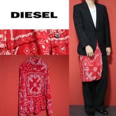 【モード】DIESEL バンダナ 総柄 再構築 ドッキングデザイン シャツ