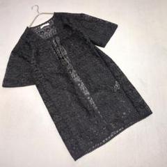 美品❤【センスオブプレイス】（F）カーディガン レース編み ボタンレス ブラック