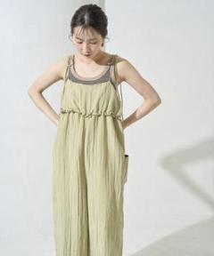 ワッシャー加工　フリル　ボリューム　サロペット