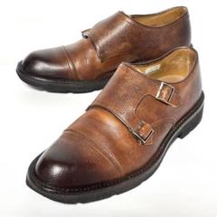 【美品】リーガル ダブルモンク シボ加工 ゴアテックス ブラウン 25cm 中国製 急須リーガル REGAL ダブルモンク シボ加工 ゴアテックス