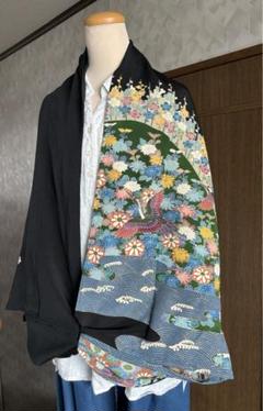 正絹黒留袖着物リメイクマーガレットとベルトのセット 楽天市場】黒留袖 レンタル mito_389 MR-2919 松皮菱と鶴 S 正絹