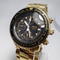 値下げ SEIKO パイロットクロノグラフ 7T62-0EB0 黒文字盤 SEIKO セイコー パイロットアラーム クロノグラフ 7T62-0EB0