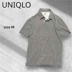ユニクロUNIQLO　エアリズム　メンズ半袖ポロシャツ【M】グレー細ボーダー