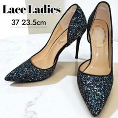 【23.5cm】Lace Ladies グリッターラメポインテッドトゥピンヒール