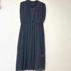 RUIRUE BOUTIQUE プリーツシフォンワンピース　ギャザー　グレー　L