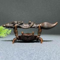 銅細工 カニ 工芸品 横財 将軍 書道具 文房具 装飾品 工芸品 美術品