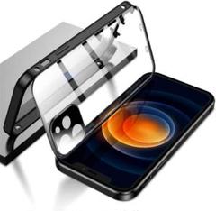 iPhone12 用ガラスケース クリア 両面 黒