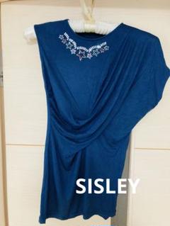 ●レア●【 SISLEY 】シスレー　トップス　紺　120 アシンメトリー　変形