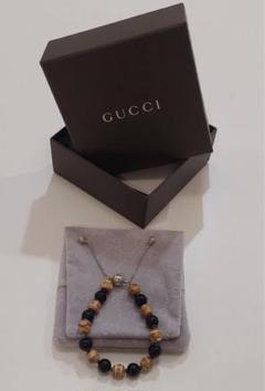 GUCCI バンブー×オニキス×シルバー ブレスレット GG ストーン 美