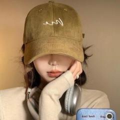 【限定商品】レディース　キャップ　オルチャン　韓国　ベージュ　英字　ロゴ