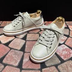 美品　ランバンオンブルー　スニーカー　23cm レースアップ　スタッズ　シルバー