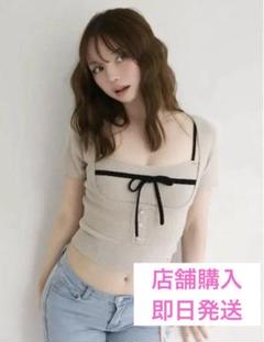 トップス andmary Natalie ribbon set gray ANDMARY】Natalie ribbon set