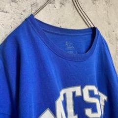 古着 アメリカ輸入 カレッジロゴ プリント Tシャツ 半袖 青色 XLサイズ