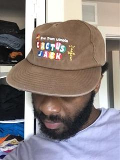 CACTUS JACK キャップ 刺繍ロゴ コットン ブラウン travis