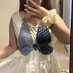 ビスチェ ハンドメイド 編み物 蝶々 ちょうちょ 毛糸 トップス レディース