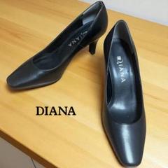 極美品✨ DIANA 【23.5㎝】 パンプス スクエアトゥ レザー ブラック 極美品♥️ダイアナ パンプス ブラック 25 スクエアトゥ