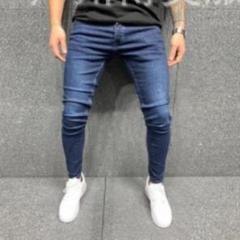 スキニーデニムパンツ メンズ 濃紺 新品 ストレッチ XLサイズ