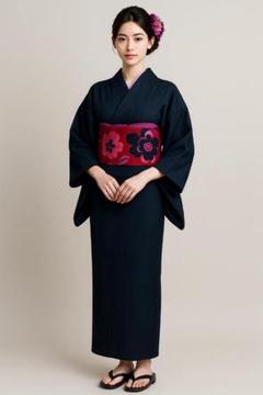 ★古典高級しじら織り夏着物&浴衣★清楚黒綿★新品未使用　呉服店購入浴衣 最高級 Amazon.co.jp: □最高級しじら織浴衣 波縞紺□反物染め抜きの