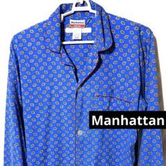 Manhattan M L 総柄 ペイズリー 長袖 スリーピング 開襟 シャツ