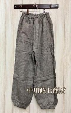 美品 中川政七商店 リネン麻千鳥のもんぺパンツ チェック 黒白 Lサイズ tumugu - 希少 中川政七商店✨コットン 裏地和晒ガーゼ 千鳥格子