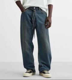 zara バギーデニム バギーパンツ W30 ユーズド加工 ベルト