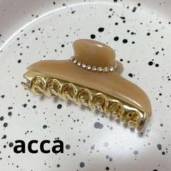 acca ヘアクリップ ヘアアクセサリー ベージュ ストーン acca アッカ ヘアクリップ ベージュ ゴールド ラインストーン M