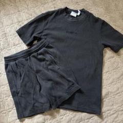 adidas ワッフル生地 Tシャツ ダークグレー ショートパンツ セットアップ