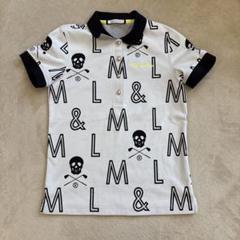 値下げ！MARK & LONA スカル刺繍 ブラックポロシャツ 特価】 半袖ポロシャツ マークアンドロナ 黒×白 襟ロゴ スカル