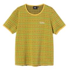 stussy】チェック柄 半袖Tシャツ - メルカリ
