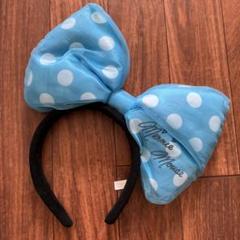 香港ディズニー 水色リボン付き耳ミニーカチューシャ2個セット Disney - ディズニー カチューシャ リボン 水色 ミニーの通販 by