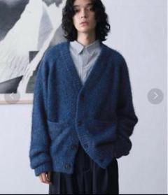 SINSS カーディガン ターコイズブルー 即完売 SINSS シャギーニットミックスカーディガン M ターコイズ