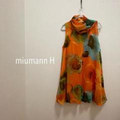 ミューマンエイチ miumann H ノースリーブ シアー ワンピース 花柄