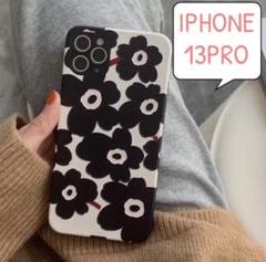 980円‼️iPhone13 Pro ケース　花柄　北欧デザイン　ブラック