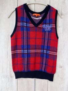 BEAMS GOLF、ニットベスト、Mサイズ、赤系