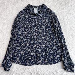 ローラアシュレイ　ヴィンテージ　小花柄　シャツ　ネイビー　9号