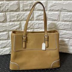 美品　A4収納　コーチ　トートバッグ　シグネチャー　キャンバス　レザー　茶 極美品】A4収納可 COACH コーチ トートバッグ キャンバス×レザー