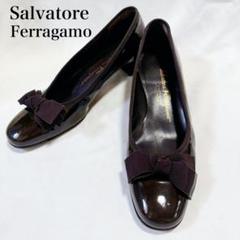【訳アリ美品】 フェラガモ 22.5㎝ 5 オールブラック パンプス ヴァラ Salvatore Ferragamo(サルヴァトーレフェラガモ) パンプス