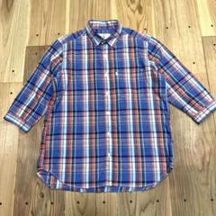 エーグル AIGLE 麻混シャツ 七部袖 チェックシャツ アウトドア サイズM