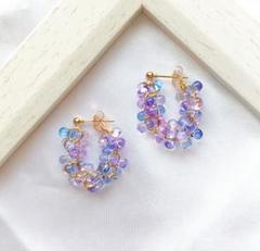 アラスカブルー チェコビーズピアス ハンドメイドピアス