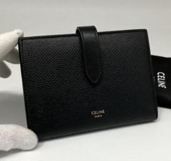 ⭐️ 新型 極美品 セリーヌ ミディアム ストラップ 二つ折り財布 ブラック