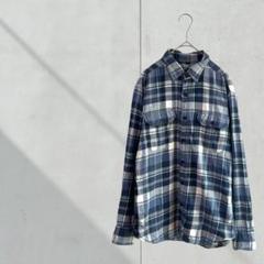 3424【ユニクロ】シャツ　長袖　チェック　ブルー　162214 カジュアル