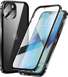 iPhone14 用ガラスケース クリア 両面 黒 iphoneケース