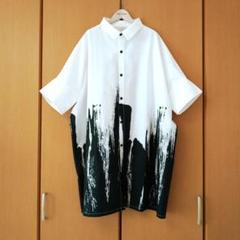 antiqua tree cafe モノトーン ペイント シャツ ビッグシャツ