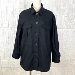 【人気商品】軽やか◎ ユニクロ　麻×綿シャツジャケット✨ ブラック【975】