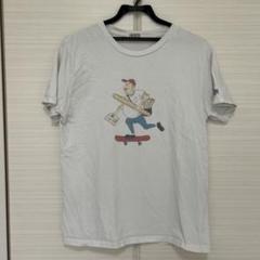 TES 半袖　Tシャツ　ホワイト　おじさん　フランスパン