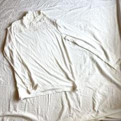 ハイネック長袖Tシャツ トップス ホワイト 清楚カジュアル 薄手 M