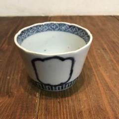 美品　古伊万里　色絵素地　窓枠　花頭窓　時代物　染付　蕎麦猪口　蛇目高台 美品 古伊万里 色絵素地 窓枠 花頭窓 時代物 染付 蕎麦猪口 蛇目