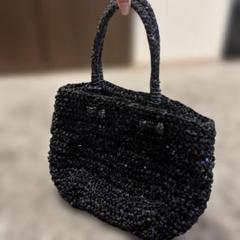 美品】ANTEPRIMA ミスト ワイヤーバッグ リボン 編み込み 黒色