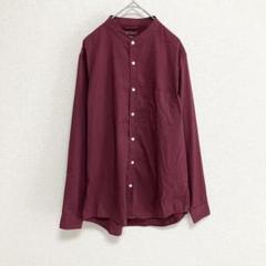《BROWNY》長袖シャツ バンドカラー サイズS ワインレッド　大人色　渋色